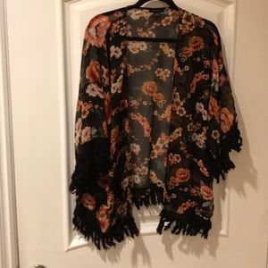 Pinkmelo flower printed chiffon kimono size L